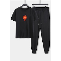 Uyguntarz Unisex Ateş Avatar Baskılı 2'li Eşofman Takımı Siyah