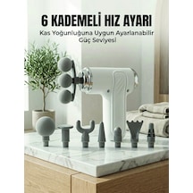 Profesyonel Kas Gevşetici Masaj Tabancası 8 Değiştirilebilir Başlıklı Kablosuz Masaj Cihazı - Lisinya Beyaz