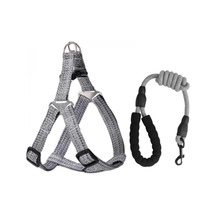 Küçük Köpek Tasması S 0.6cm - Küçük Boy - Göğüs Kemerli, Tutma Saplı Ayarlanabilir Yaka Bağı Gri
