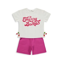 Civil Girls Cherry Bomb Baskılı 2-5 Yaş Takım - Ekru
