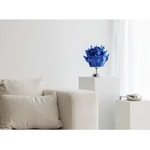 Dekor Yapay Eva Çiçeği Kablosuz Masa Lambası Saks Mavisi-gümüş 9v Pil 75-90 Saat