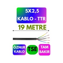Öznur 5x2,5 Ttr Kablo Siyah Metre Seçenekli - 19 Metre