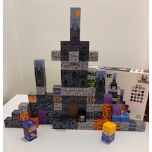 100 Parça Manyetik Bloklar Yapı Blokları Mavi Kale Temalı Yapı Taşı 2.5 Cm
