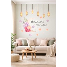 Sticker Hoş Geldin Ramazan Dekorlu Ahşap Kapı Süsü, Ramazan Süsleri, Sahur, İftar Genel