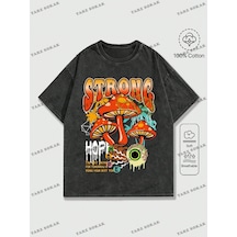 Startmore Kod Trend Street Life Erkek Mantar Ve Harf Baskılı T-shirt Siyah