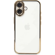 Apple Uyumlu iPhone 16 Plus Kılıf Razer Lensli Silikon - Gold -