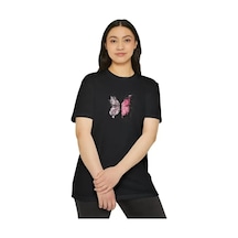 Unisex Bisiklet Yaka Baskılı T-shirt - Siyah Siyah