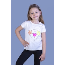 Toontoy Kids Toontoy Kız Çocuk Beautıful Today Baskılı Pul İşlemeli Tişört Ekru