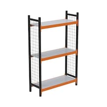 3 Katlı Duble Dekoratif Midi Rack - Ekonomik Depo,arşiv, Kiler Rafı Siyah-turuncu-35x90 Cm-100 Cm Çok Renkli