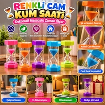 Bezos Renkli Cam Kum Saati Dekoratif Masaüstü Zaman Ölçer, Estetik Ofis Ve Ev Aksesuarı Nhr