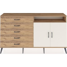 Arges Konsol 2 Raflı 5 Çekmeceli 2 Kapaklı 176x30x99 Çam-aytaşı/ç Çam-aytaşı/çam