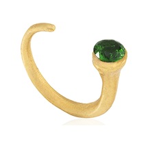 Kadir Jewellery 22 Ayar Altın Kaplama Zirkon Taşlı Ayarlanabilir Kadın Minimal Yüzük Yeşil