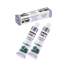 Gümüş Gri Kontür Boyası 25 ML 2 Adet Cam Vitray Boyası Kontur Silver Vitray Çalışması Gri
