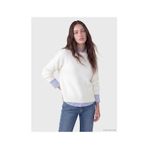 LC Waikiki Alıta Cıty Farkıyla Lcw Modest Ekru Oval Yaka Kadın Triko Kazak Ekru - 931135524 Ekru