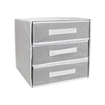 Katlanabilir Üç Çekmeceli Dolap Düzenleyici Çamaşır Organizeri Takı Kutusu Gardrob Kumaş Düzenleyici 32x32x32c Çok Renkli
