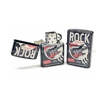 Gitar Rock Müzik Mat Siyah Kapaklı Benzinli Çakmak N11.904