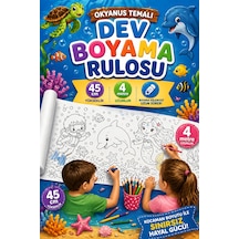 Okyanus Temalı Dev Boyama Rulosu 45 Cm X 4 Metre Çocuklar Için Uzun Boyama Kağıdı, Eğitici Ve Eğlenceli Aktivite Rulosu, Deniz Canlıları Boyama Seti, Büyük Boy Boyama Posteri