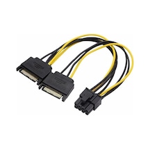 2x Sata Power Kablo To 8 Pin 6+2 Pci-e Dönüştürücü Güç Kablosu
