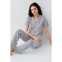 Arnetta Kadın Mavi Gömlek Pijama Takım Mavi