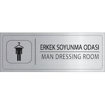 Mayeka Erkek Soyunma Odası İsimlik Gümüş Metal Kapı İsimliği Levhası Yönlendirme Tabelası
