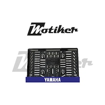 Pleksi Plakalık Lacivert Üstüne Beyaz Yamaha Yazılı Tasarımlı Motosiklet Plakalık Modeli