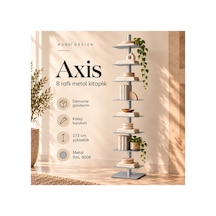 Axis 8 Raflı Metal Kitaplık Modern Tasarım Dikey Dekoratif Kitaplık Gümüş - 935176049 Gümüş