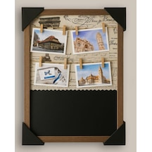 Kişiye Özel Ahşap Yazı Tahtalı İpli Duvar Fotoğraf Çerçevesi 37x47 Cm Mandallı Hasır İpli Fotoğraf Panosu