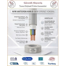 Öznur 3x1,5 Nym Antigron Elektrik Kablosu - %100 Bakır - 10 Metre