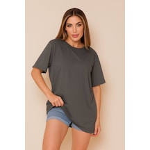 Düz Oversize Unisex Tişört Ycb4 Gri