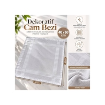Dekoratif Cam Bezi 40x60 Cm Beyaz Dokulu Temizlik Bezi - 939647441 Diğer
