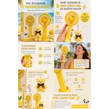 Taşınabilir Mini Fan Peluş Ayıcık Hediyeli Telefon Standlı Masaüstü Fan