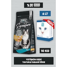Signature Tavuklu Yetişkin Kedi Maması 10 Kg Fresh Paty Clinic 6 Lt Kum Hediyeli