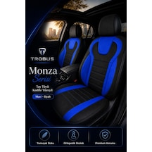 Toyota Corolla Sedan 2002+ Uyumlu Monza Serisi Sport Tay Tüyü Kadife Siyah Mavi Koltuk Kılıfı