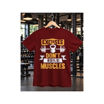 Segungear Excuses Erkek Regular Fit Baskılı Spor Tişört Bordo - 933732766 Bordo