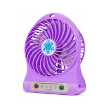 Taşınabilir 3 Kademeli Usb Girişli Şarjlı + Pil Mini El Fanlı Vantilatör Fan -mor
