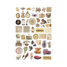51 Adet Vintage Fairycore Retro Sticker Seti - Etiket Seti Scrapbook Bullet Journal Çok Renkli