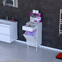 Modilayn Emir 50 X 88 X 32,5 Cm 1 Göz Sepetli Kirli Çamaşır Banyo Dolabı Piratik Çok Foksiyonlu Düzenleyici Dolap