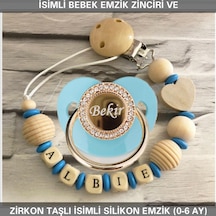 Sahi Aksesuar İsimli Bebek Emzik Zinciri ve İsimli Bebek Silikon Emzik BEZYI276 Bej