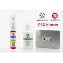 Volkswagen Seat Lp3g Kırmızı Rötuş Seti - 2 Si 1 Arada İğne Ve Fırça Uçlu Şişe, Solüsyon Ve Rötuş Çeliği