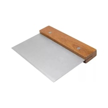 Ahşap Saplı Hamur Kesici Spatula Paslanmaz Çelik Kazıyıcı Şekillendirici Pasta Börek Aparatı Gri