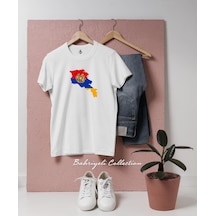 Oversize Ermenistan Haritası Tasarımlı Unisex T-shirt Beyaz