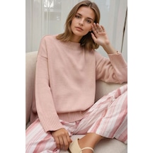 Hiccup Bisiklet Yaka Relax Fit Yumuşak Triko Kazak Parlak Pembe