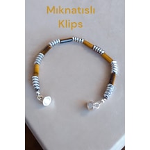 Unisex Kaplan Gözü Hematit Taşı Bileklik Mıknatıslı Klips Tak Çıkar Bileklik Çelik Tel Kapama Kaplan Gözü Mıknatıs Klipsli Kaplan Gözü Mıknatıs Klipsli