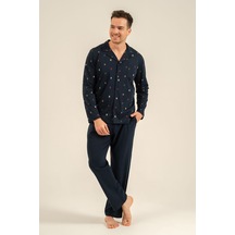 Arnetta Erkek Desenli Lacivert Gömlek Pijama Takımı Ar3854-s-v1 Ar3854-s-v1