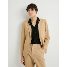Koton Keten Ceket Blazer Slim Fit Düğmeli Cep Detaylı Bej 4sam50038hw Ekru