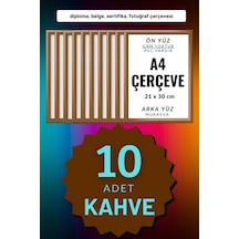 Kahverengi-10 Adet A4 Çerçeve Diploma Belge Sertifika Fotoğraf Resim Çerçevesi Pvc 10lu Kahverengi