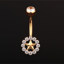 Yüksek Kalite G23 Titanium Zirkon Taşlı Güneş Modeli Titanyum Göbek Piercingi Altın