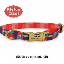 Caramelos Köpek Tasması-küçük Irk Ve Orta Irk İsimli Tasma 18 Turuncu - Yeşil