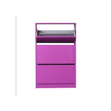 Flat Duo 3 Katlı Geniş Ayakkabılık-Mor 73x119x26 cm (GxYxD) Mor