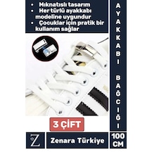 Zenara Tüm Yaşlar İçin Şık Klipsli Manyetik Lastikli Pratik Mıknatıslı Çocuk Ayakkabı Bağcığı 100 Cm-3 Çift Çok Renkli